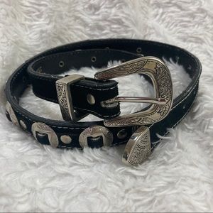 Vintage Western Concho Belt Black Leather